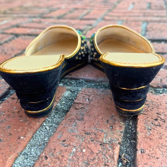 Vintage Jung Kee Beaded Velvet Mule Slides | Made in Hong Kong - Picture 9 of 11